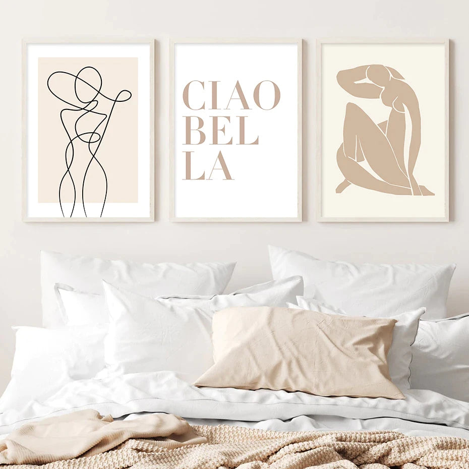 Neutral Abstract Boho Wall Poster Prints