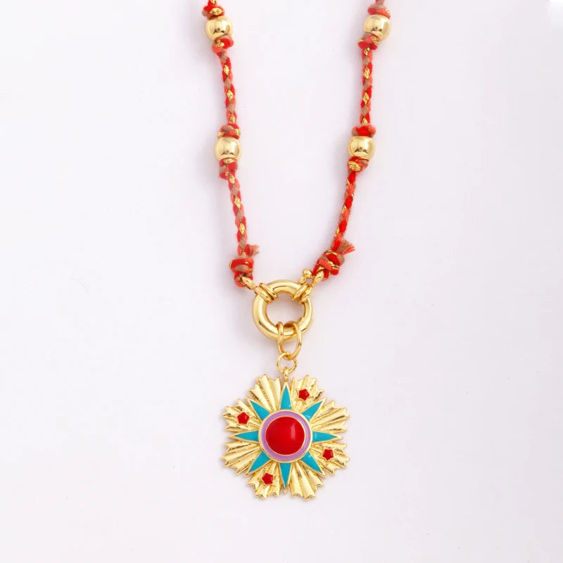 Celestial & Evil Eye Cord & Bead Necklace