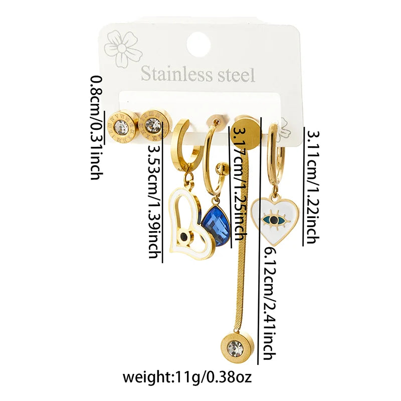 Stainless Steel Colorful Zircon Tassels Earrings