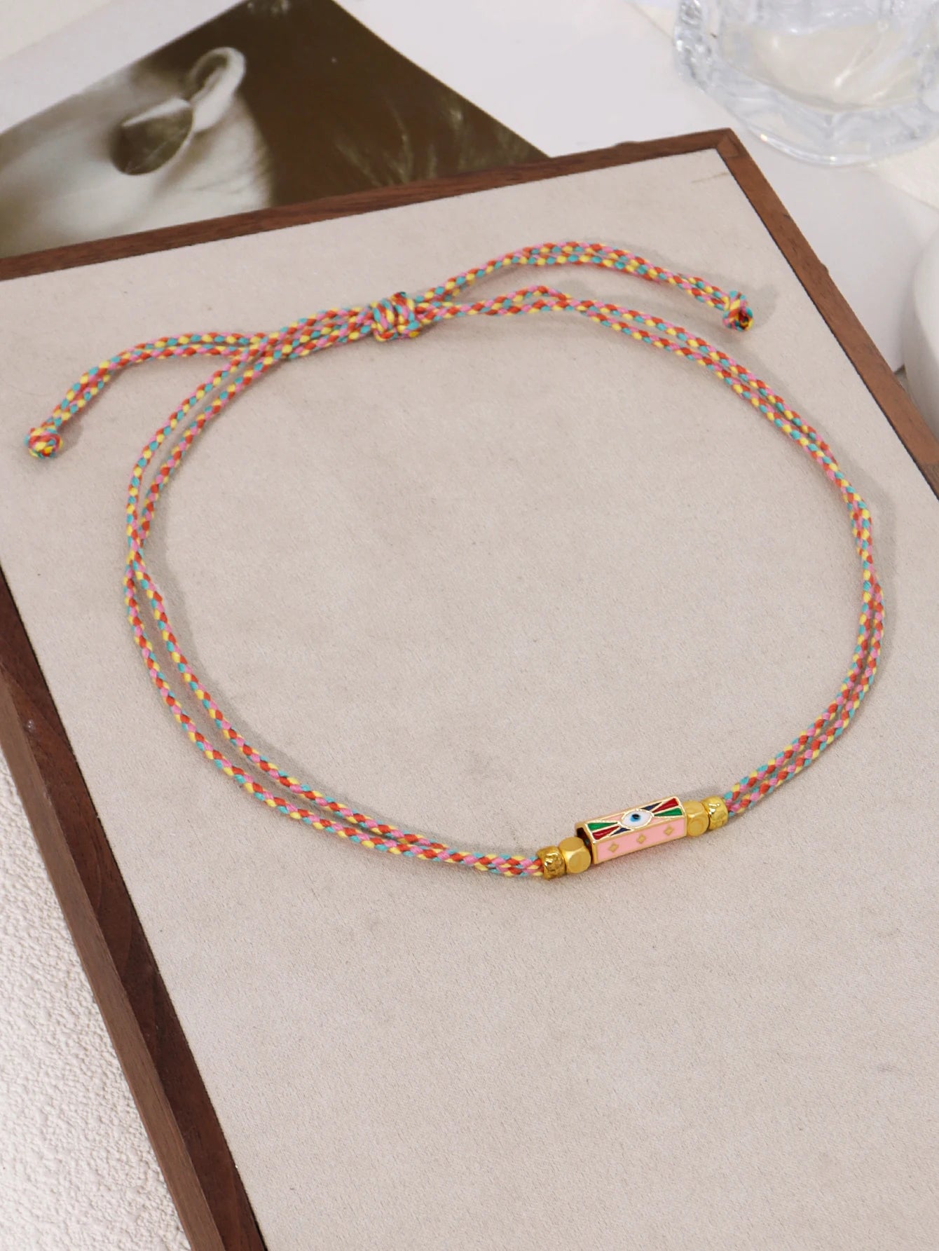 Handmade Braided Rope Pendant Necklace with Charms