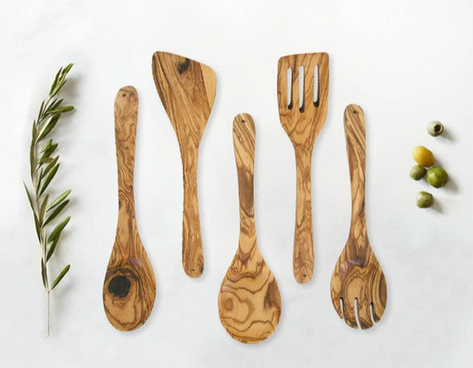 Olive Wood Kitchen Servers Set (5 pieces)