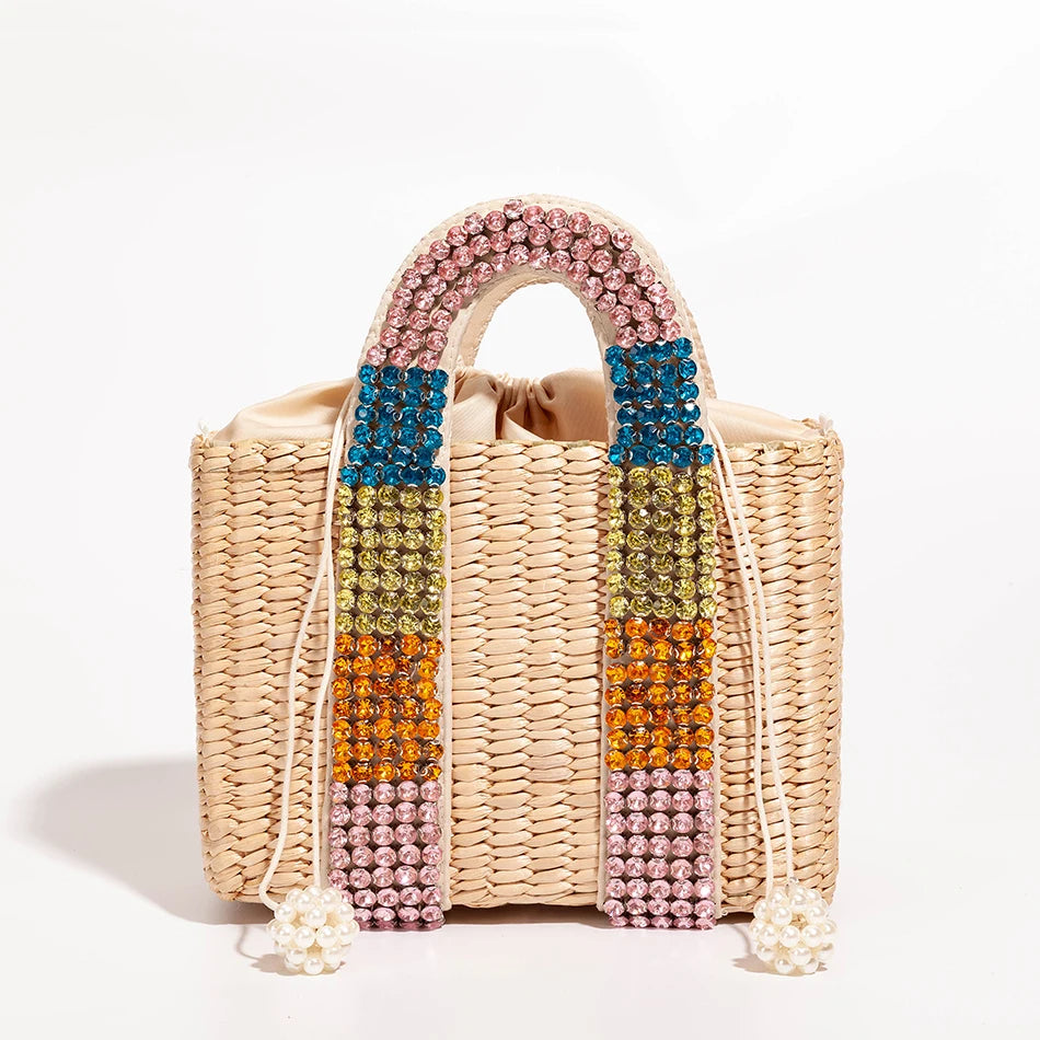 Handmade Beaded Straw Bag