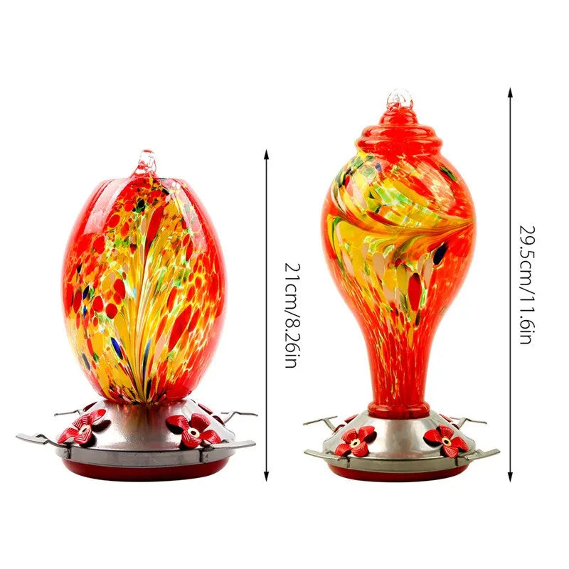 Hand-blown Glass Hummingbird Feeder