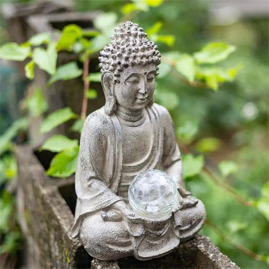 Resin Buddha Statue with Solar Lights