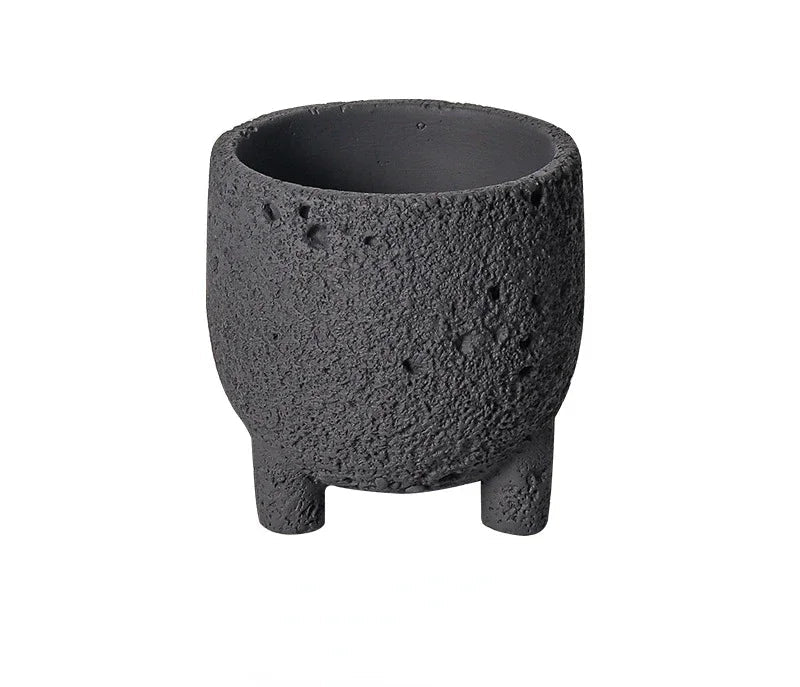 Volcanic Stone Cement Flower Pot with Feet