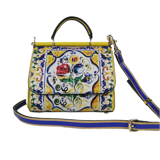 Yellow & Blue Tile Print Crossbody Bag