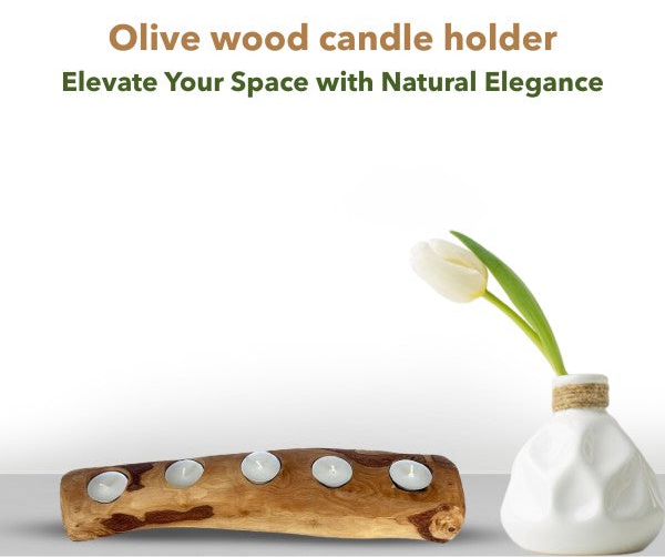 Olive Wood Candle Holder