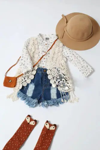 Girls Crochet & Lace Vest with Tassels