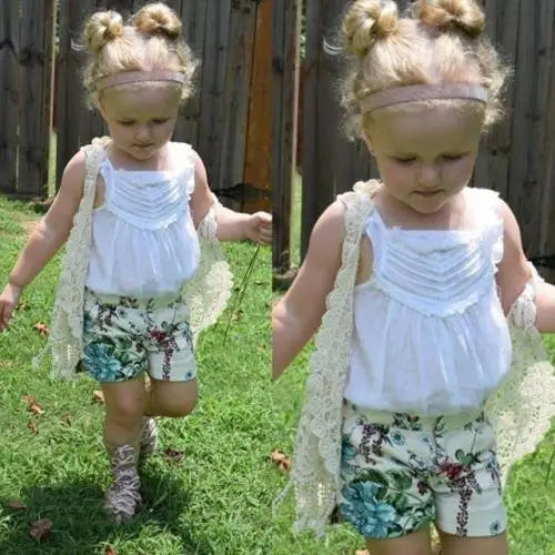 Girls Crochet & Lace Vest with Tassels
