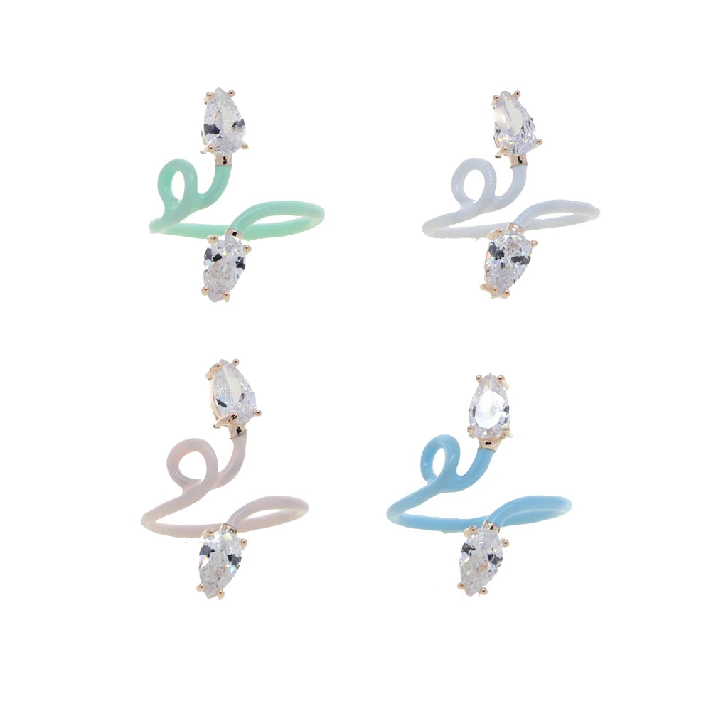 Tear Drop Cubic Zirconia & Enamel Ring