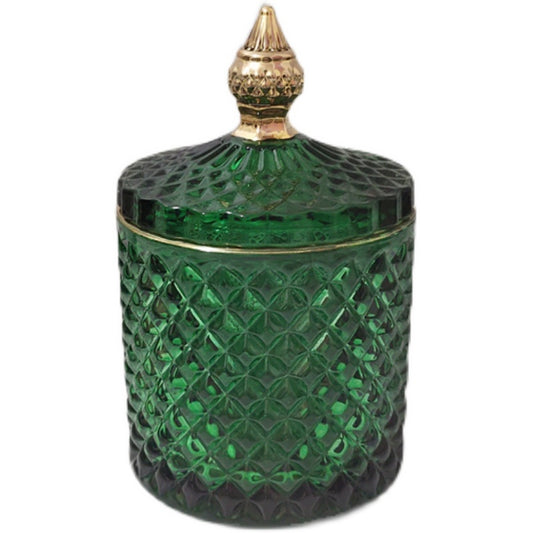 Vintage Dark Green Glass Storage Box