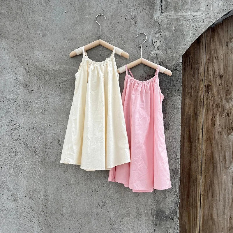 Girls Spaghetti Strap Dress with Bow