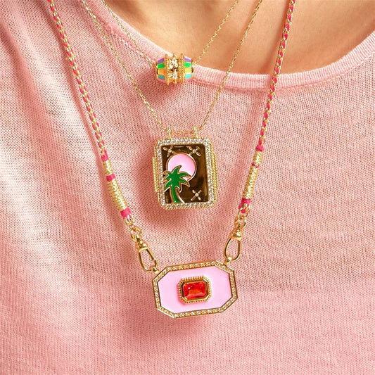 Tarot Cards Inlaid Gem Necklace