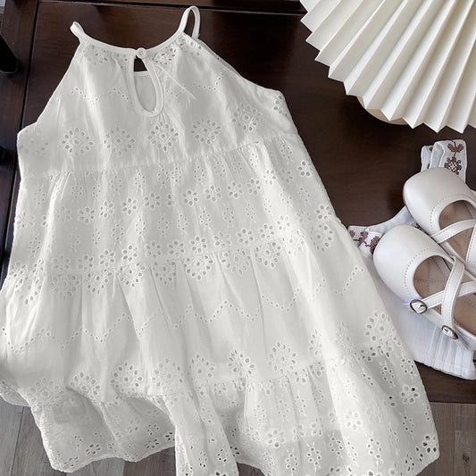 Girl's White Eyelet Dress (2 style options)