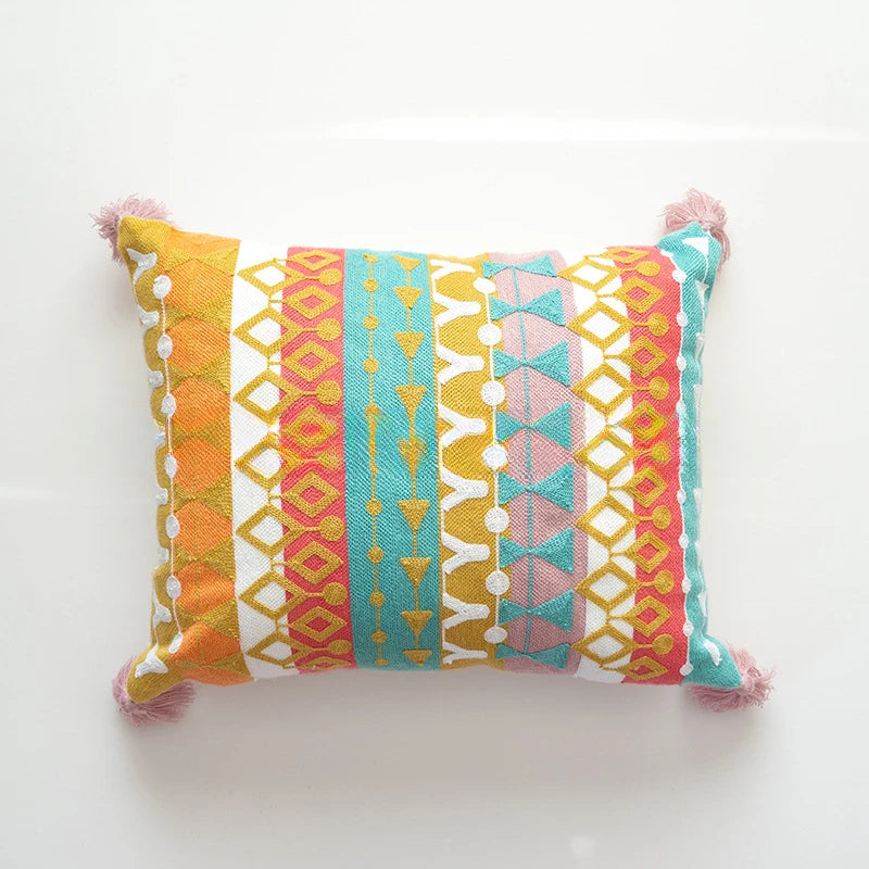 Bohemian Embroidered Throw Pillow Cover