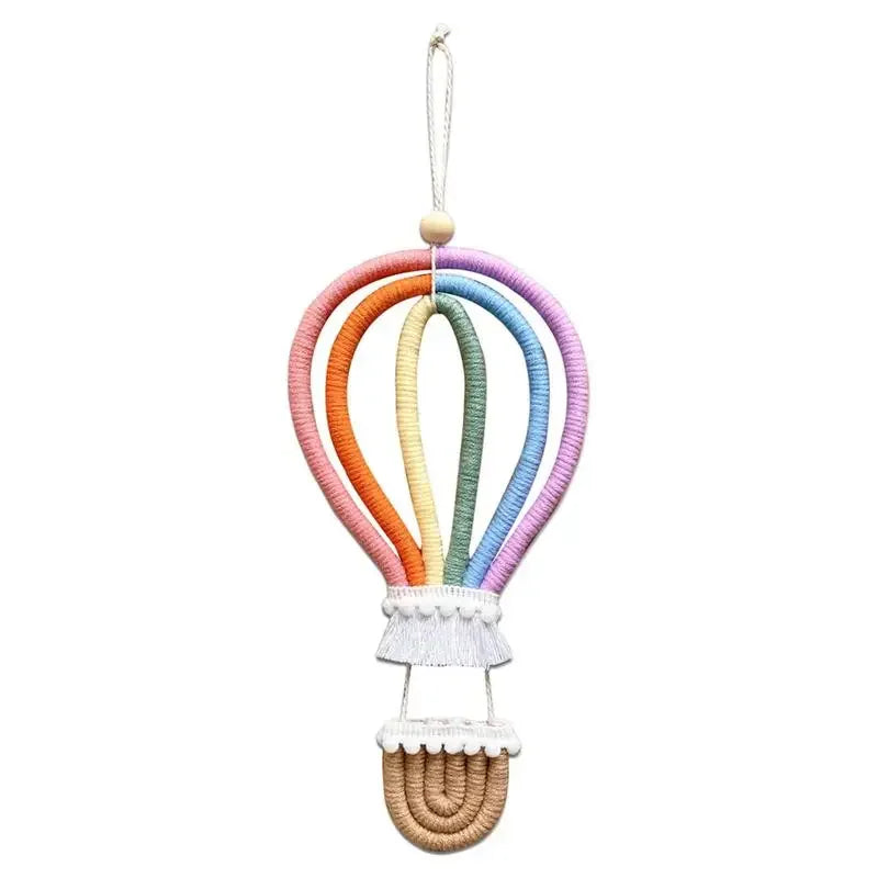 Macrame Rainbow Hot Air Balloon Hanging Decor