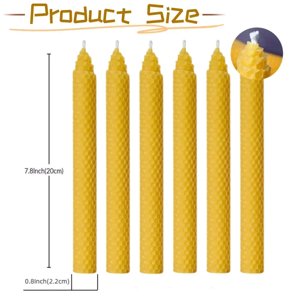 Hand-Rolled Beeswax Taper Candles
