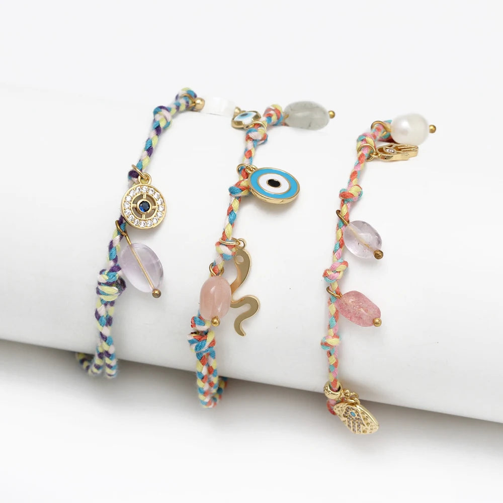 Colorful Evil Eye Braided Bracelets