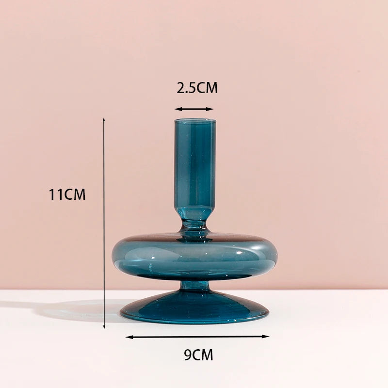 Glass Candle Holders  (Teal, Clear, Pink)