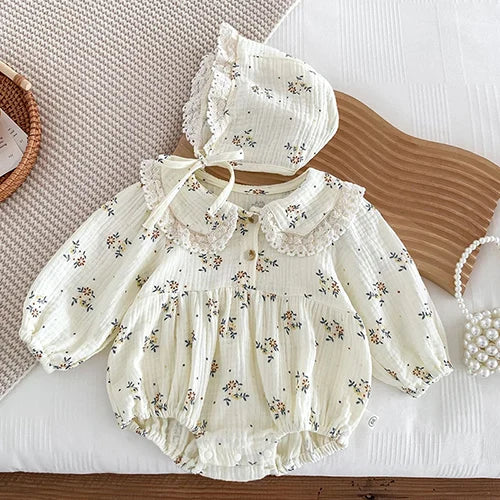 Baby Girl Long-Sleeved Floral Romper