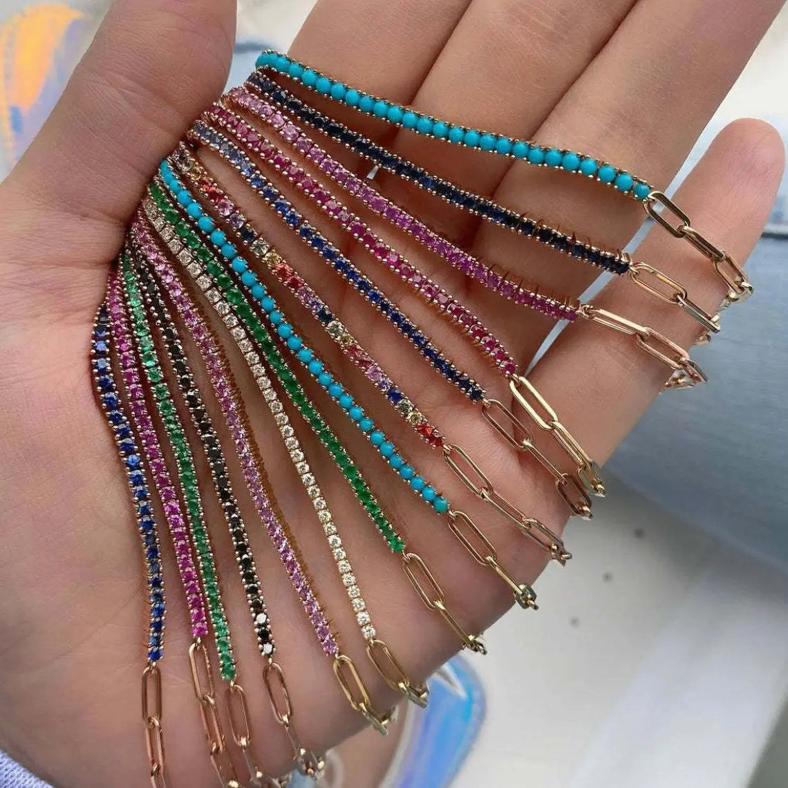 Copper & Cubic Zirconia Tennis Bracelets