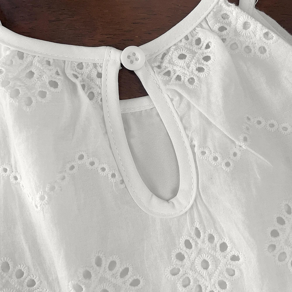 Girl's White Eyelet Dress (2 style options)