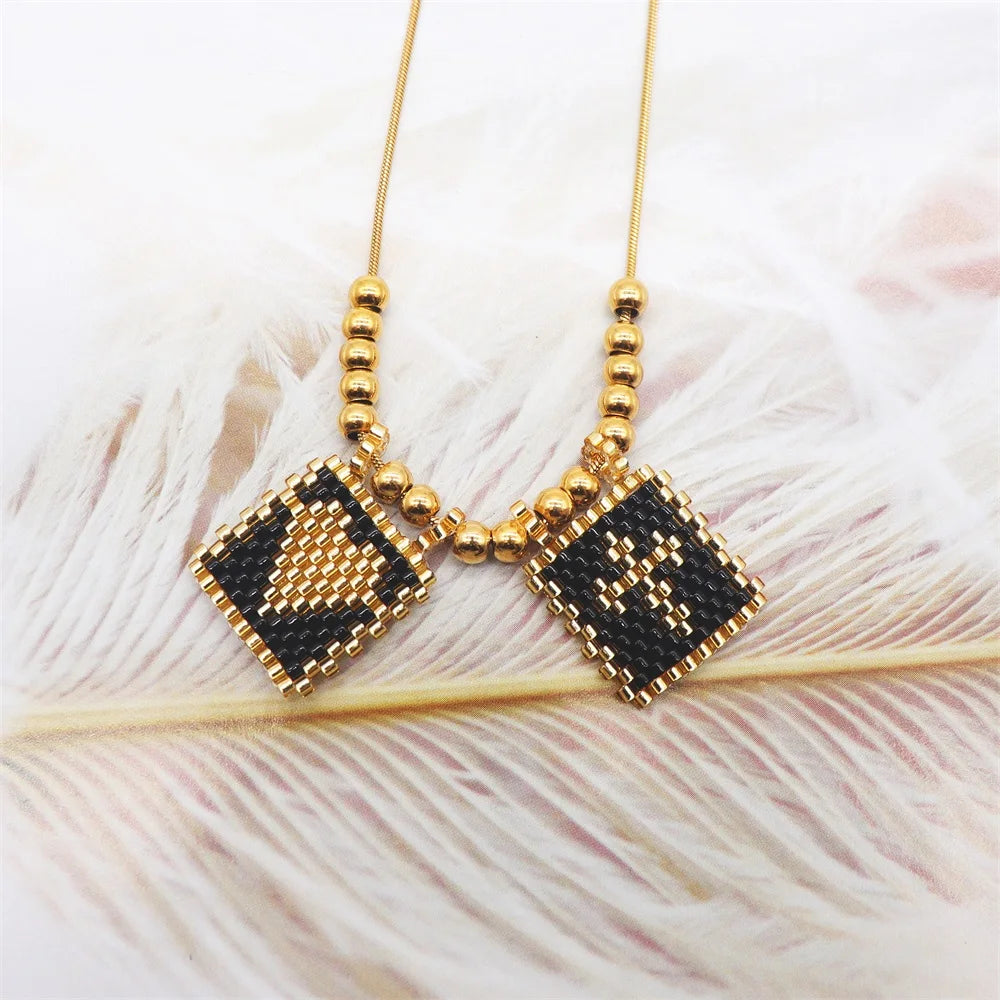 Beaded Heart & Cross Necklace (12 color options)