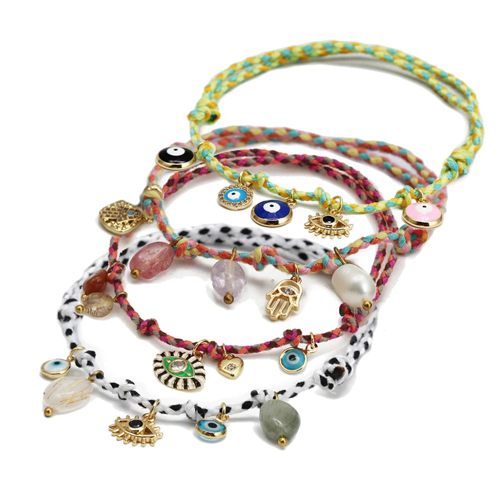 Colorful Evil Eye Braided Bracelets