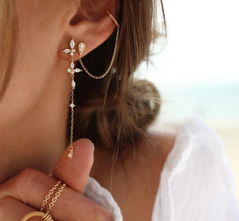 Gold-plated Chain & Stud Earrings (various styles)