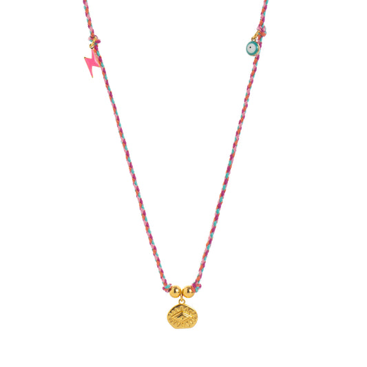 Woven Thread Evil Eye & Horn Necklaces