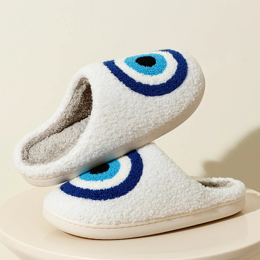 Evil Eye Fuzzy Slippers