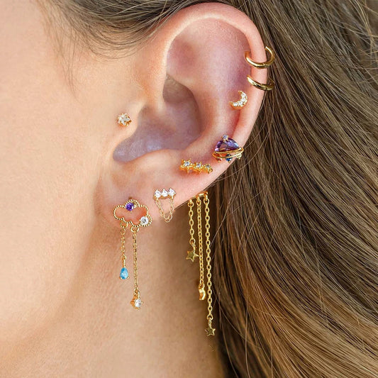 Cloud, Star & Moon Chain Earrings (various styles)
