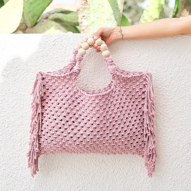 Crochet Boho Fringe Beach Bag