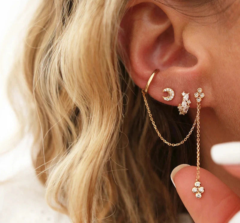 Gold-plated Chain & Stud Earrings (various styles)