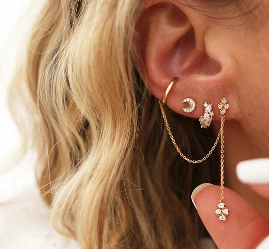 Gold-plated Chain & Stud Earrings (various styles)