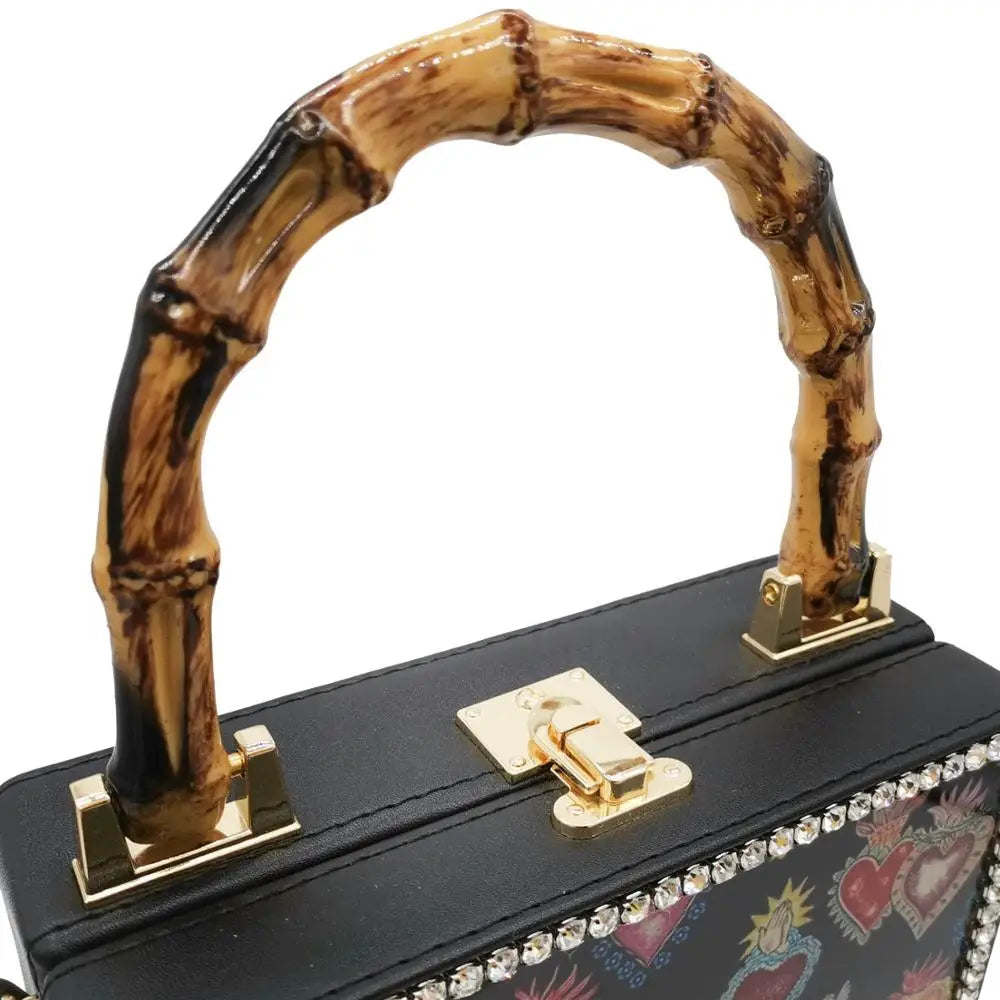 Heart Bamboo Handle Handbags