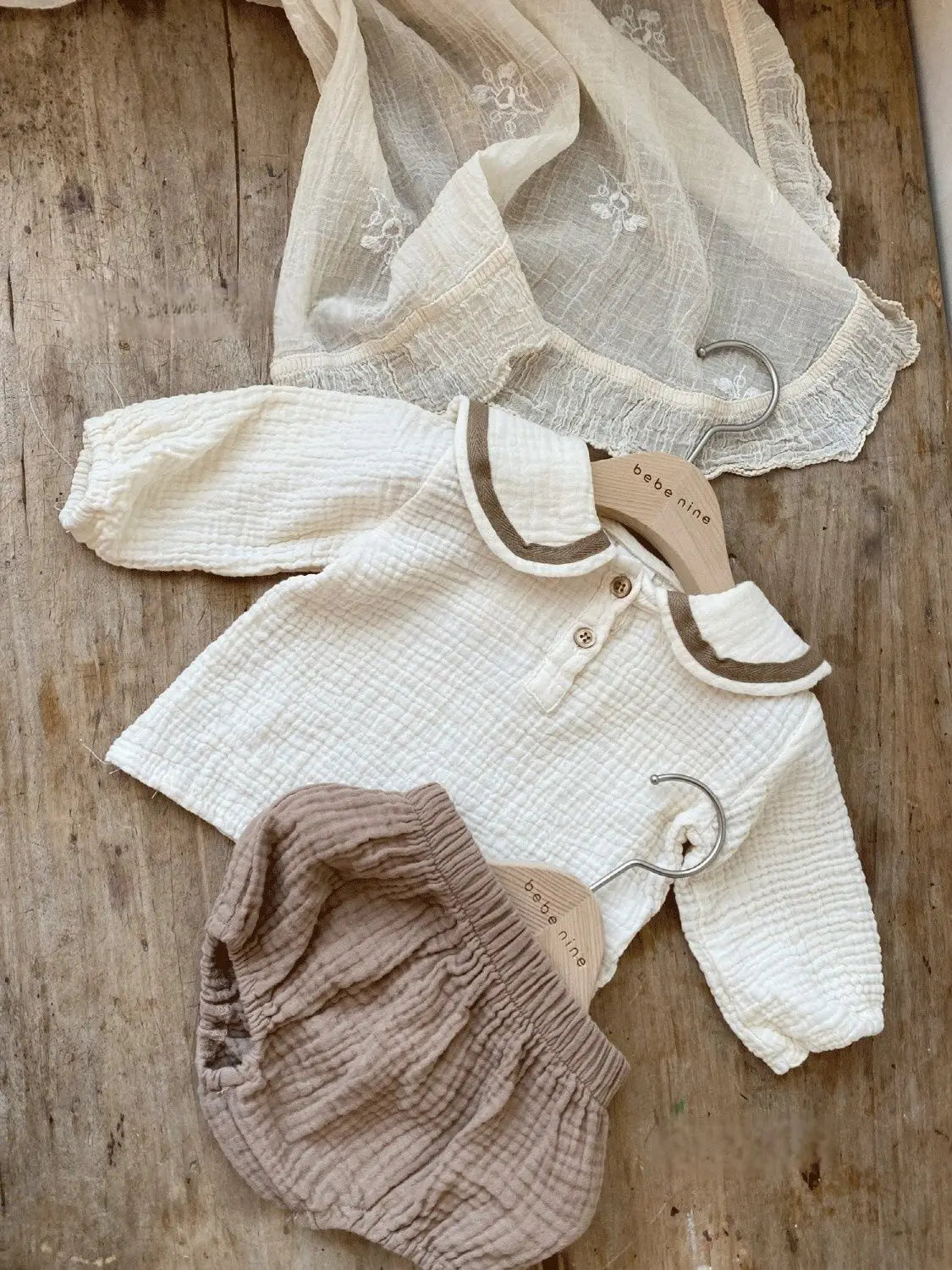 Baby Girl & Boy Muslin Organic Cotton Long Sleeve Top + Shorts Set