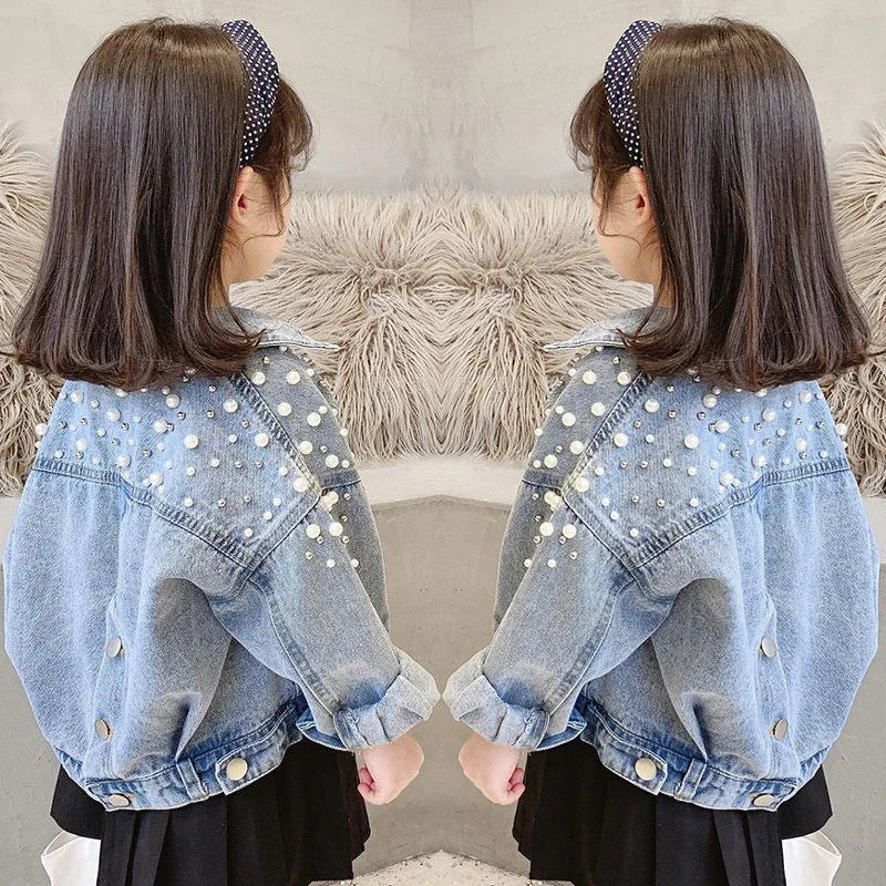 Little Girl's Jean Jacket with Pearls