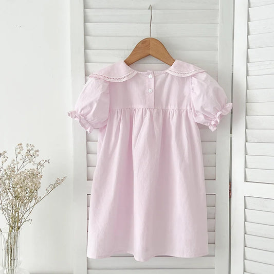 Girls Pink Petal Collar Party Dress