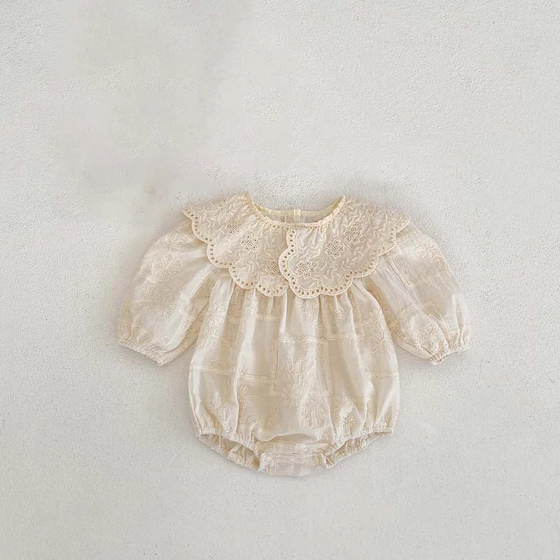 Baby Girl's Cream Embroidered Dress or Romper