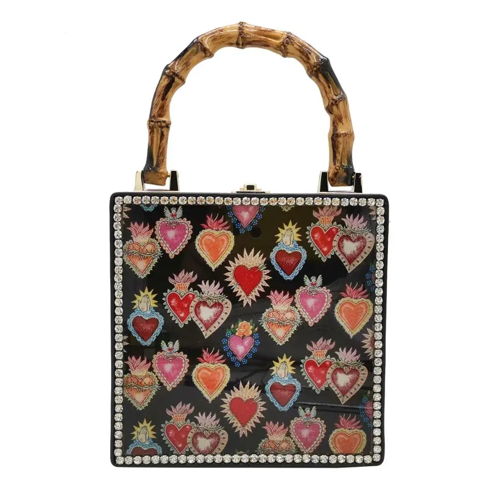 Heart Bamboo Handle Handbags