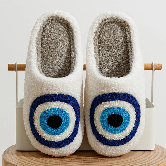 Evil Eye Fuzzy Slippers