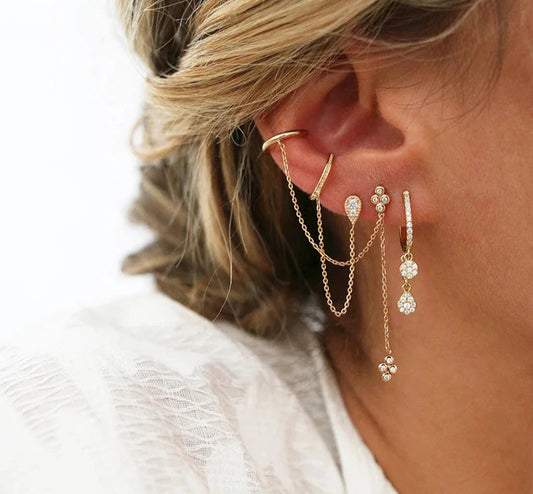 Gold-plated Chain & Stud Earrings (various styles)