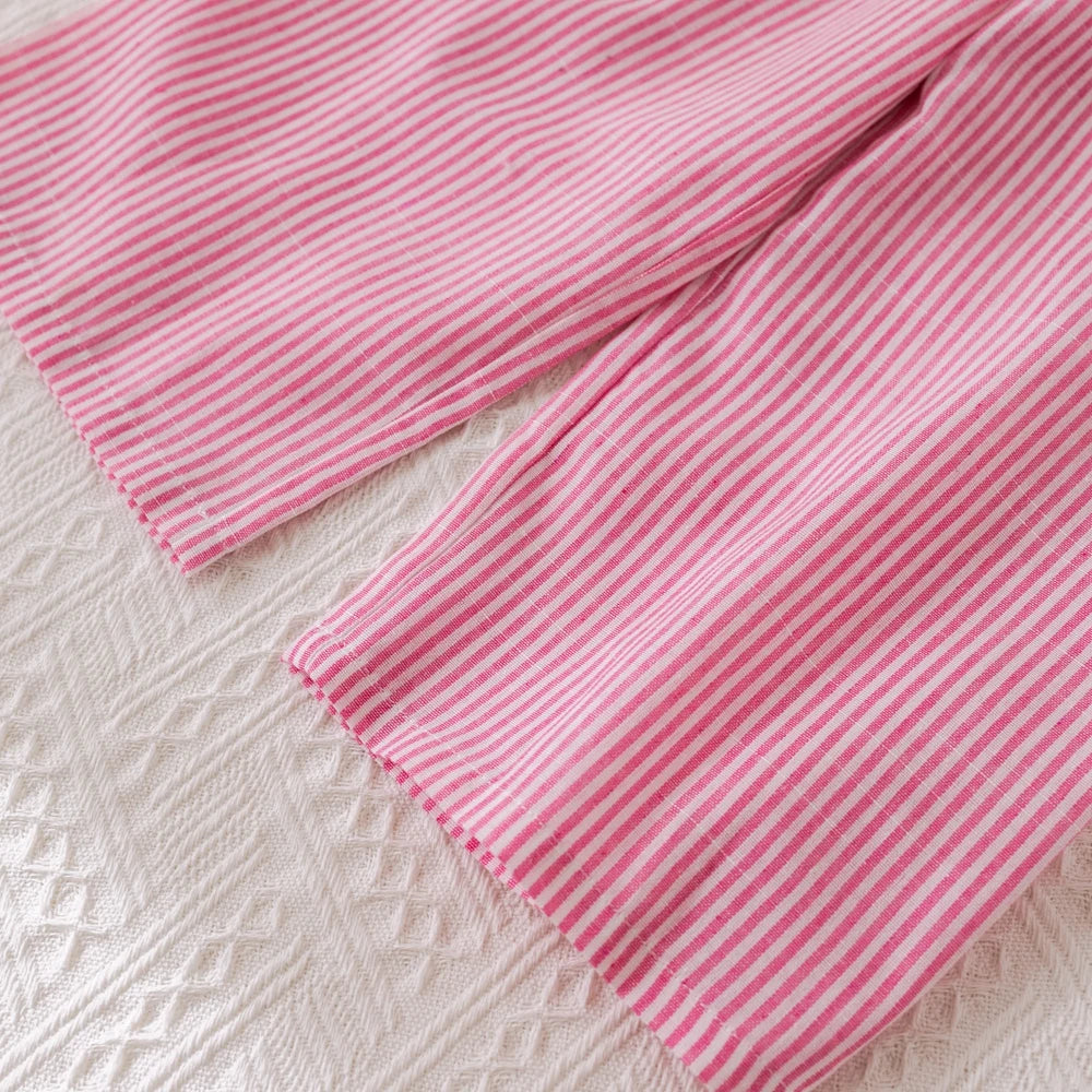 Girl's Pink Bow Striped Sleeveless Top & Pants Set