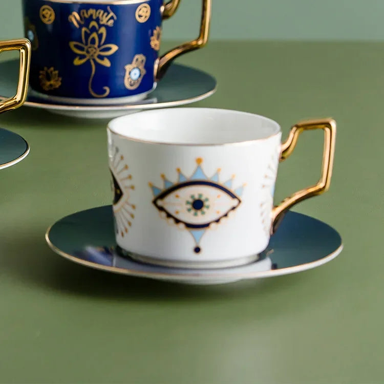 Gold-Edged Coffee Cup & Dish Set