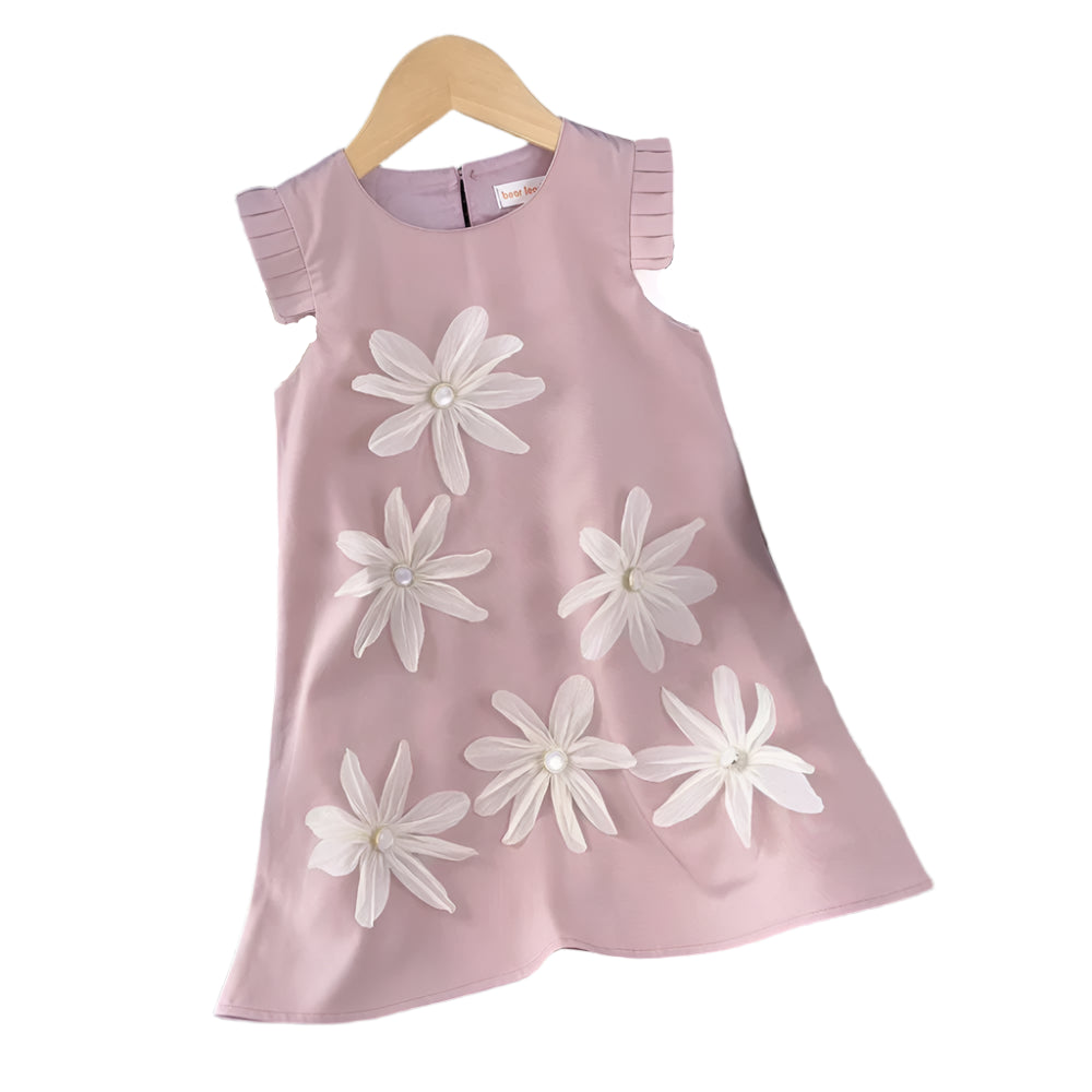 Girl's Summer Dress with Appliqué Flowers