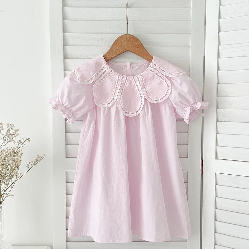 Girls Pink Petal Collar Party Dress