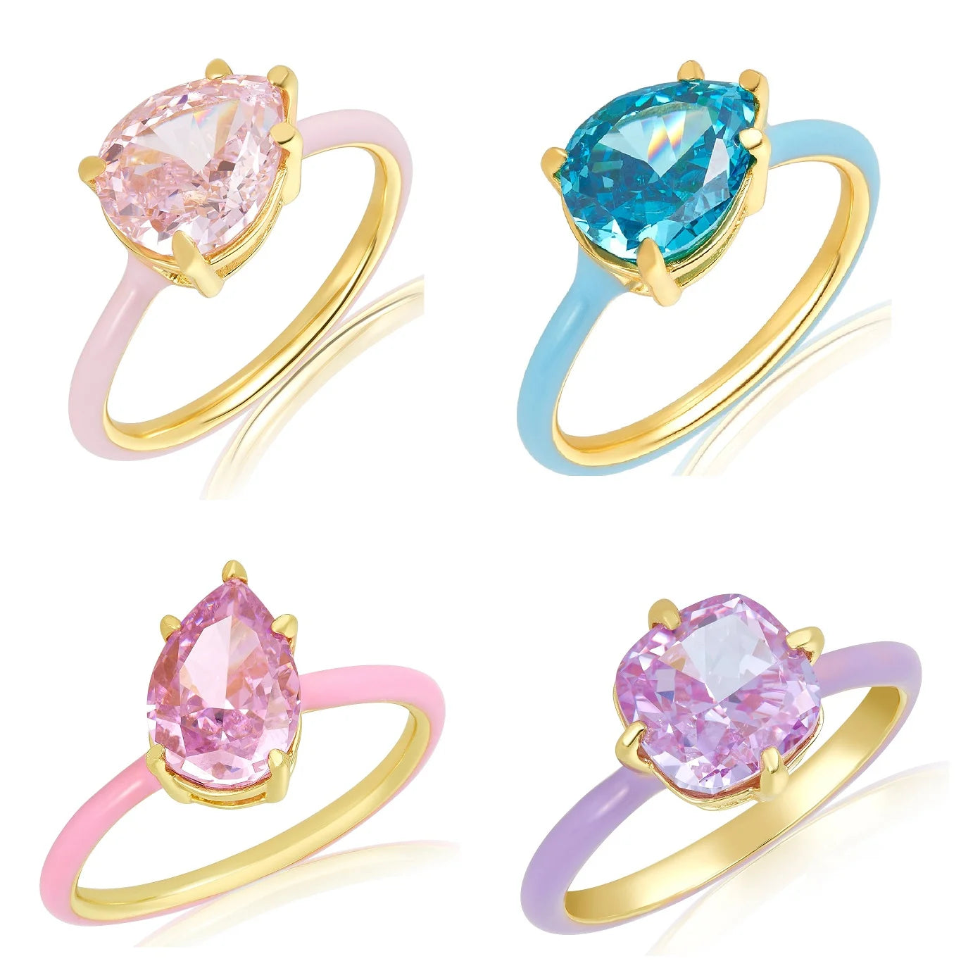 Pastel Enamel Tear Drop Ring