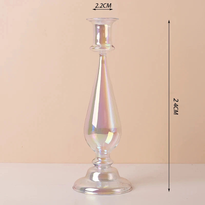 Glass Candle Holders  (Teal, Clear, Pink)