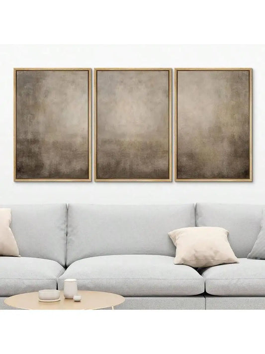 Neutral Abstract Landscape Framed Canvas Print